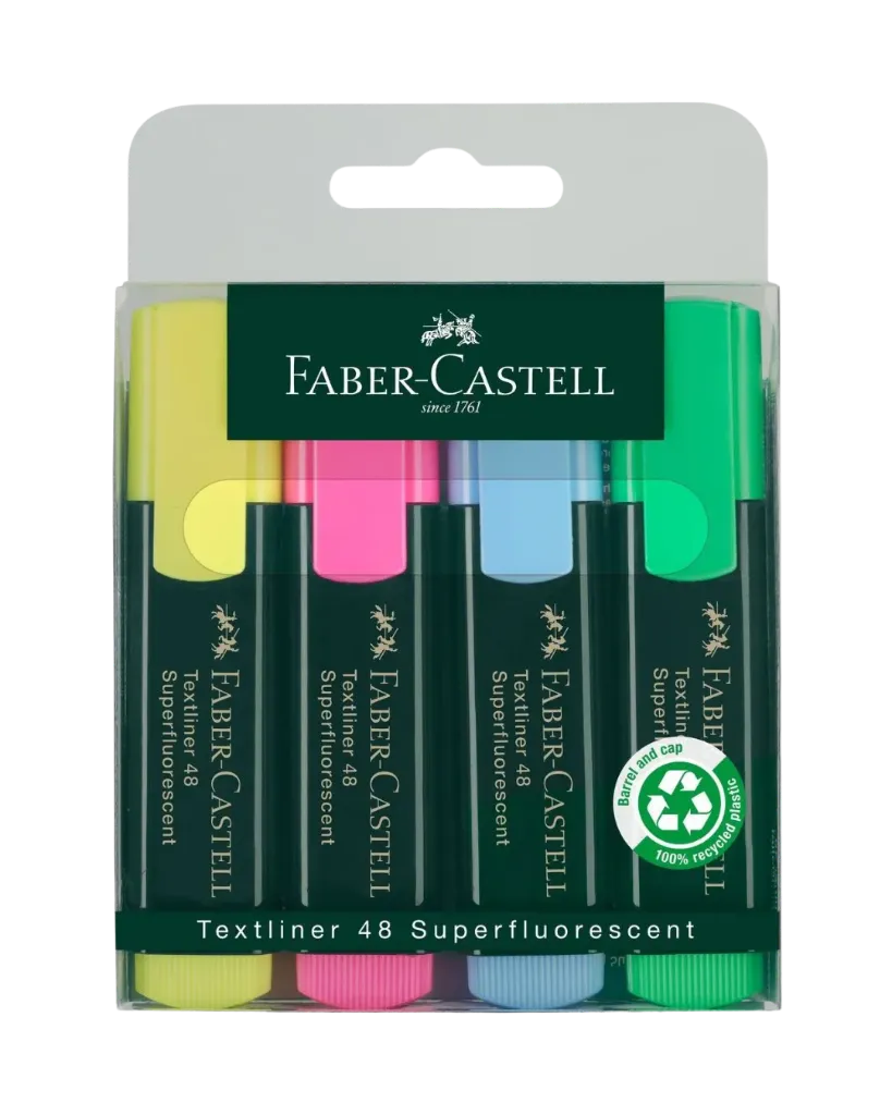 [154804] مجوعة أقلام تحديد النصوص 4  حبة  FaberCastell    
