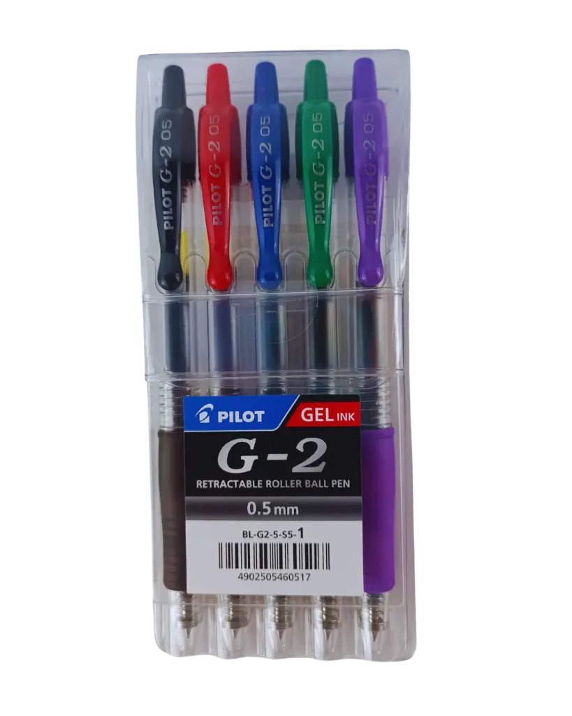[BL-G2-5-s5-1] Pilot G-2 – Retractable Gel Ink Pens (Set of 5) (0.5)