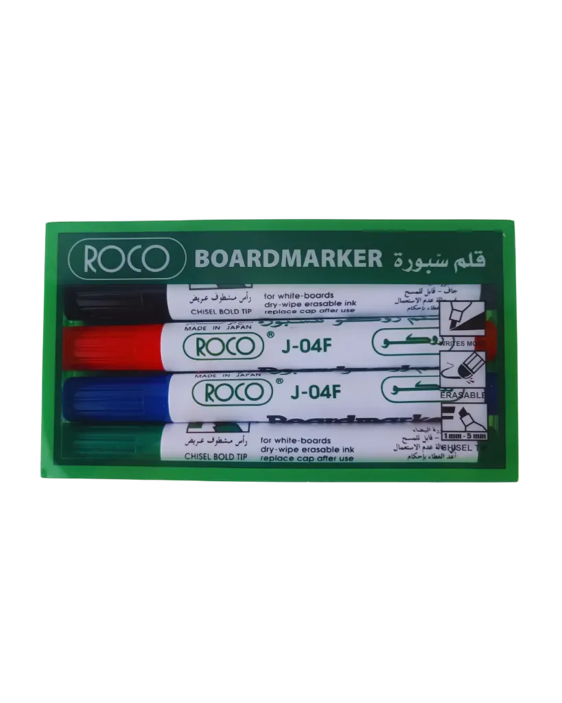 [RQ-29010] روكو – طقم أقلام سبورة برأس مشطوف (4  ألوان)